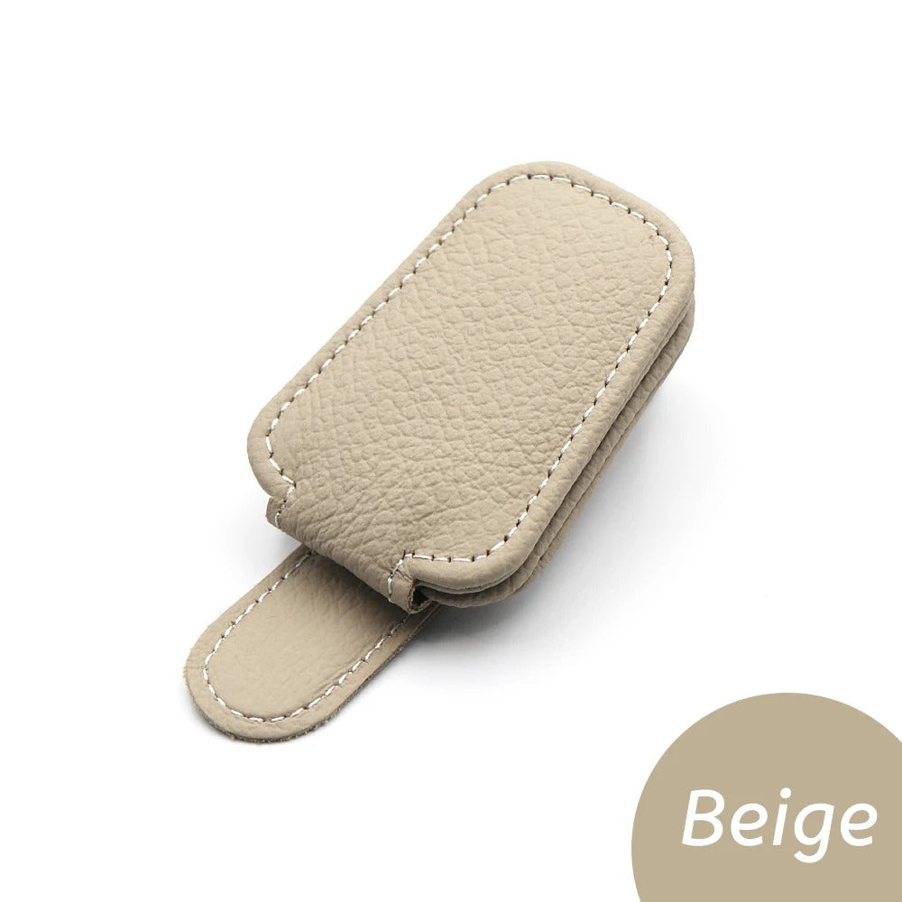 PU Leather Car Sun Visor Glasses Holder – Sunglasses and Card Organizer ( 2 PCS ) - Delicate Leather