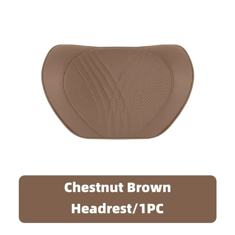 High-End Leather Car Seat Headrest and Neck Pillow with Soft Latex Back Support – Multifunctional Pillow and Quilt Set
