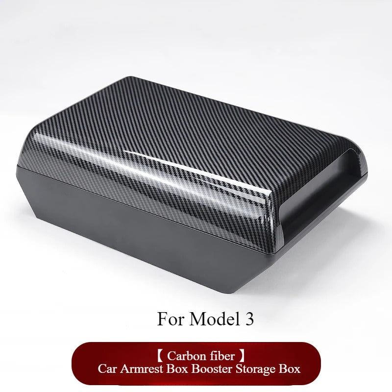 Car Armrest Box Booster Storage Box – For Tesla Model Y & New Model 3 Highland 2024 - Delicate Leather