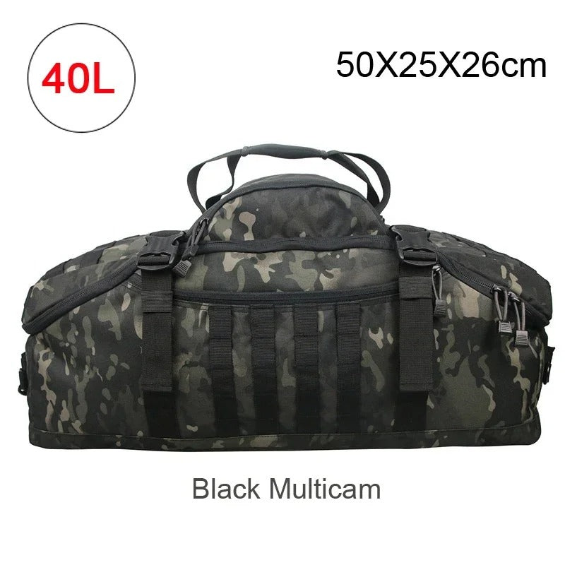 40L/60L/80L Molle Tactical Duffel Backpack – Multi-Function Gym, Travel & Outdoor Bag - Delicate Leather