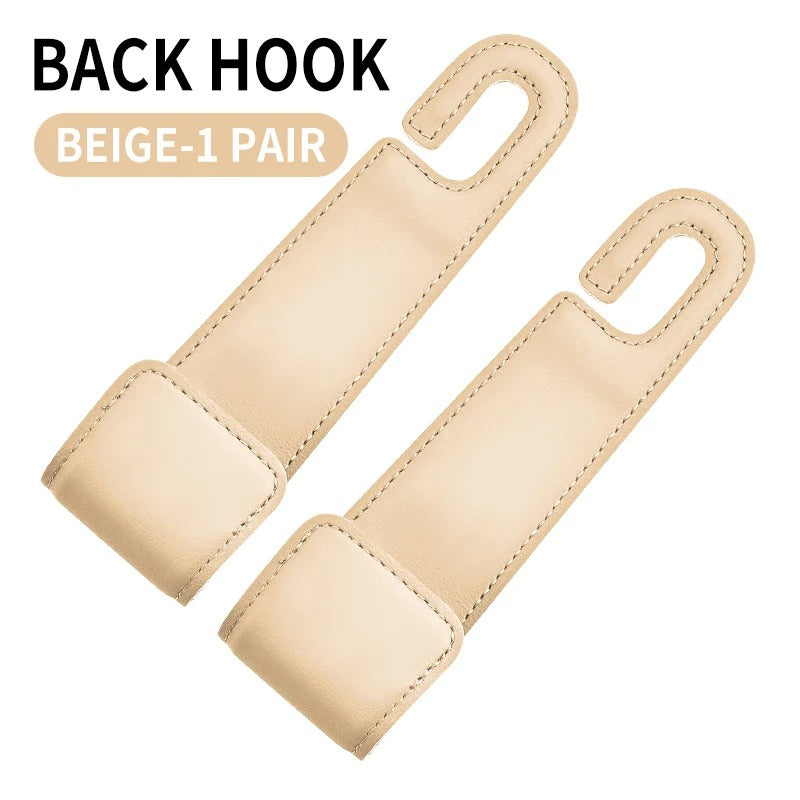 Car Seat Back Hooks – Leather Hooks for Small Object Storage - Delicate Leather