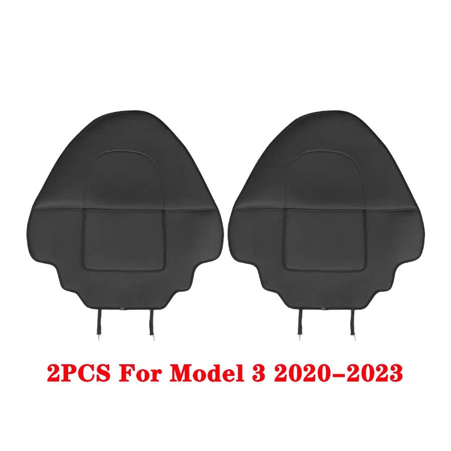 Tesla Model 3/Y Seat Back Protector – Leather Anti-Kick Pad with Storage - Delicate Leather