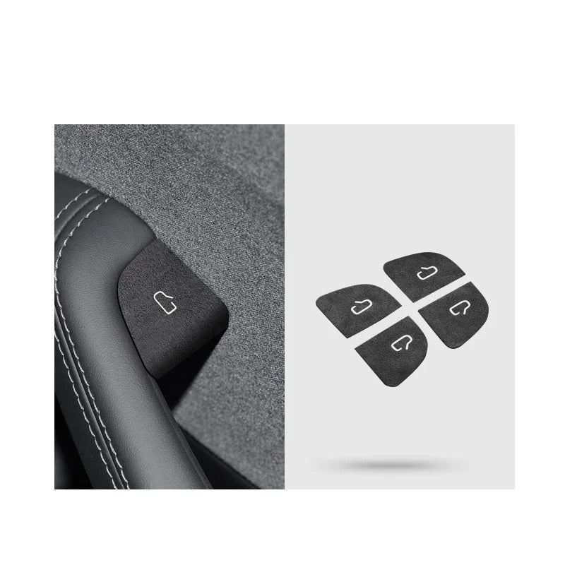 Ultra-Thin Suede Car Door Switch Sticker – Button Decoration and Protection for All Car Models - Delicate Leather