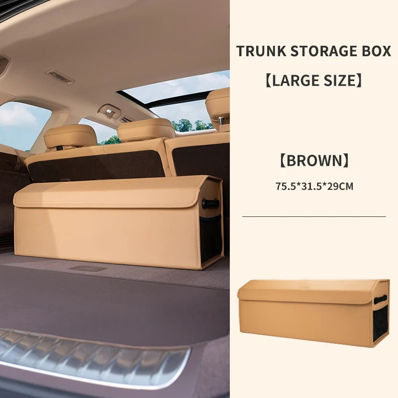 Large-Capacity PU Folding Car Trunk Storage Box with Lid – Portable Organizer for SERES AITO M5/M7/M9 - Delicate Leather