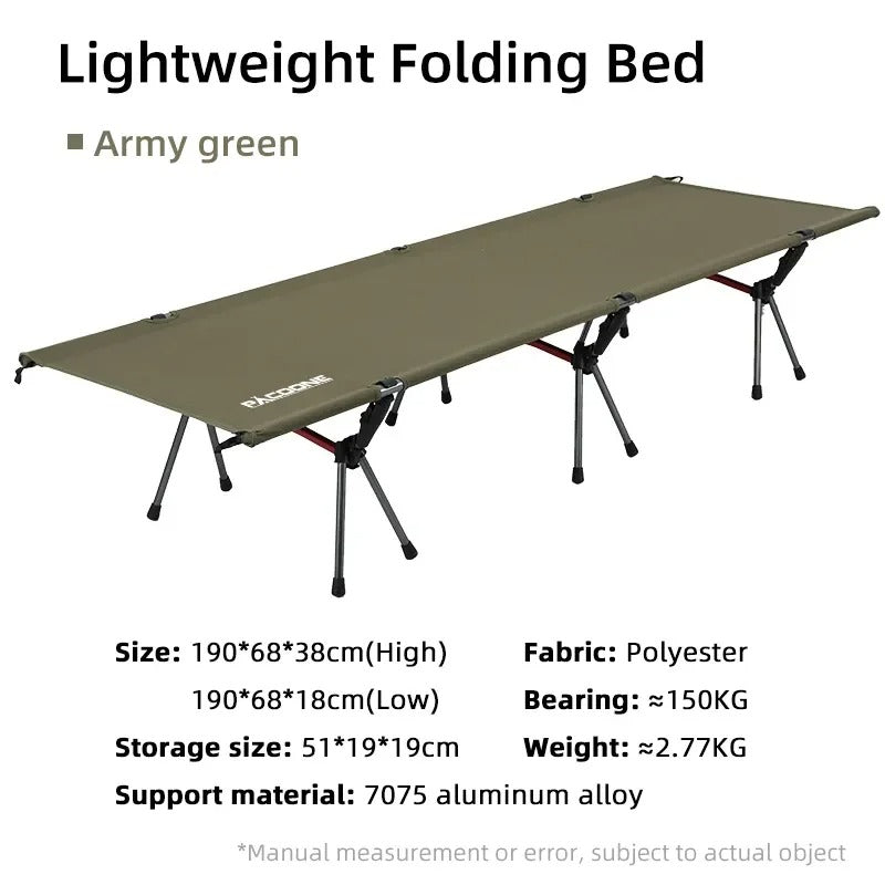 Folding Camping Cot – Portable Outdoor Bed for Comfortable Sleeping - Delicate Leather