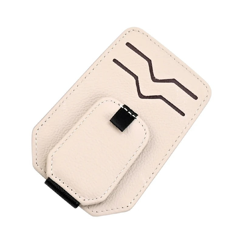 Car Glasses Clip – Leather Visor Sunglasses & Card Holder - Delicate Leather
