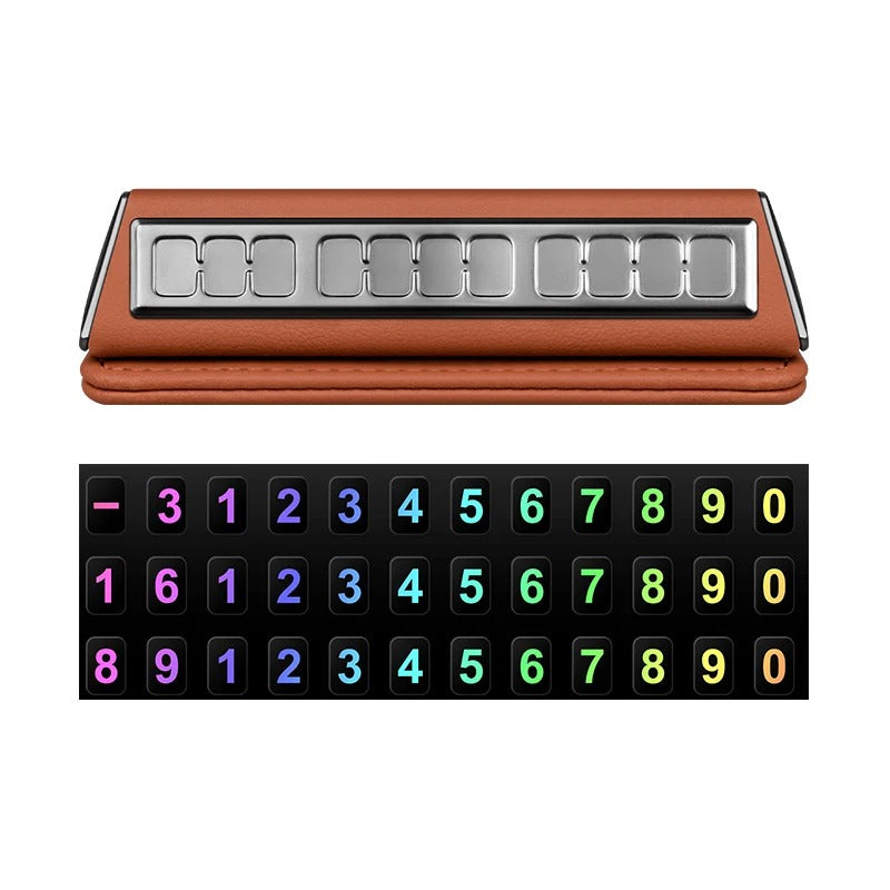 Car Leather Temporary Parking Plate – Mobile Phone Number Display Card for Cars - Delicate Leather