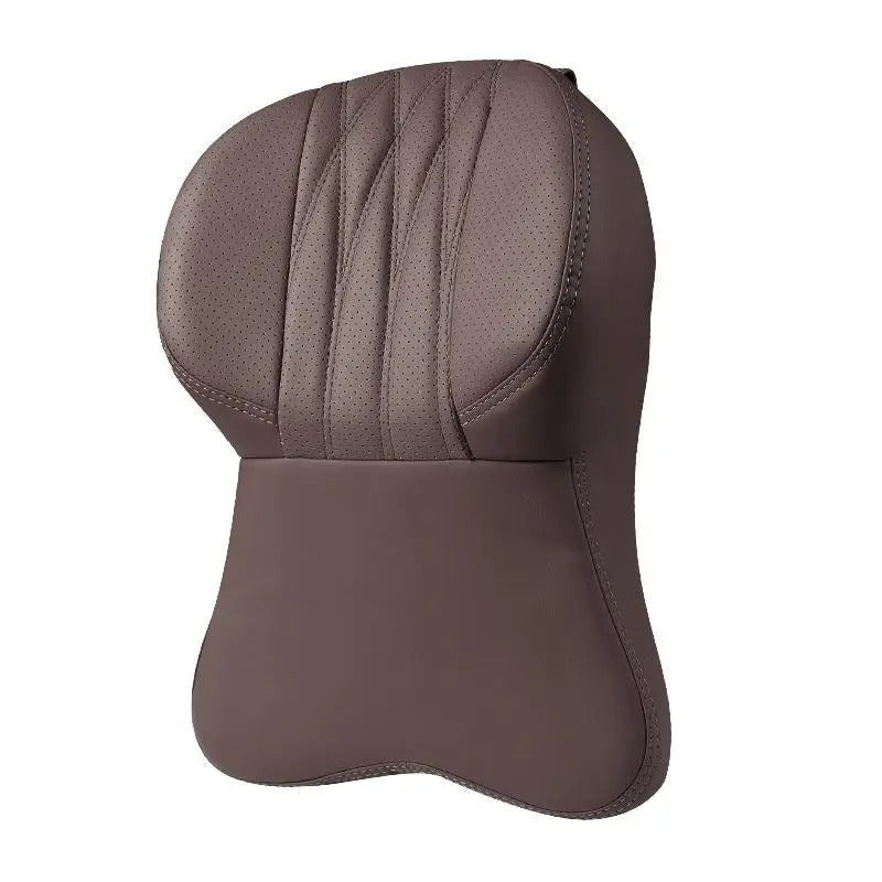 3D Memory Foam Car Neck Pillow – Embroidered Leather Lumbar Support for Back Pain Relief - Delicate Leather