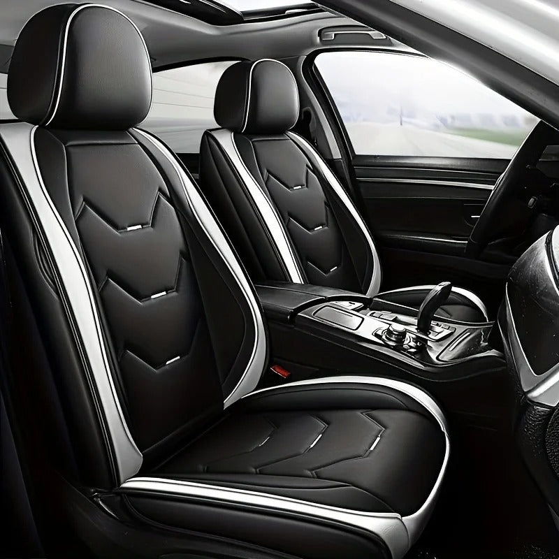 2 Premium PU Leather Front Seat Covers - Universal Breathable Car Seat Cushion for All Seasons - Delicate Leather