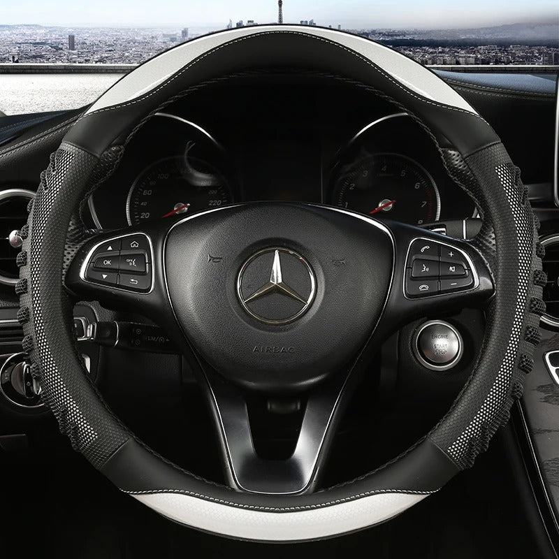 3D Honeycomb Leather Steering Wheel Cover – Anti-Slip, Universal Fit for 14.5–15 Inch Wheels | Durable & Breathable Design