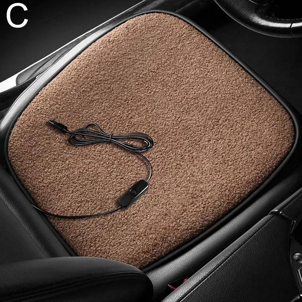 5V 12W USB Heated Seat Cushion – Winter Warmer Pad for Cars, Office, and Home - Delicate Leather