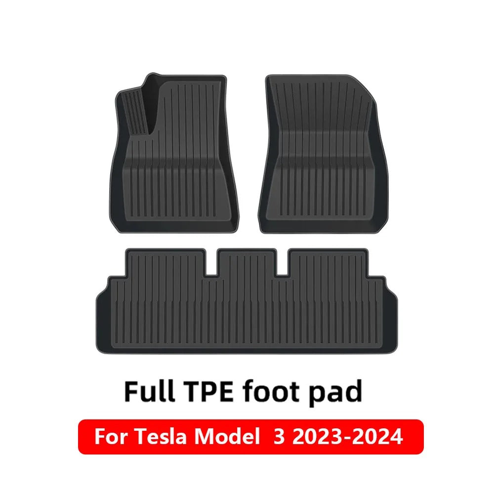 TPE Waterproof Non-Slip Floor Mats for Tesla Model 3/Y (2019-2024) - All-Weather Protection and Eco-Friendly Car Accessories - Delicate Leather