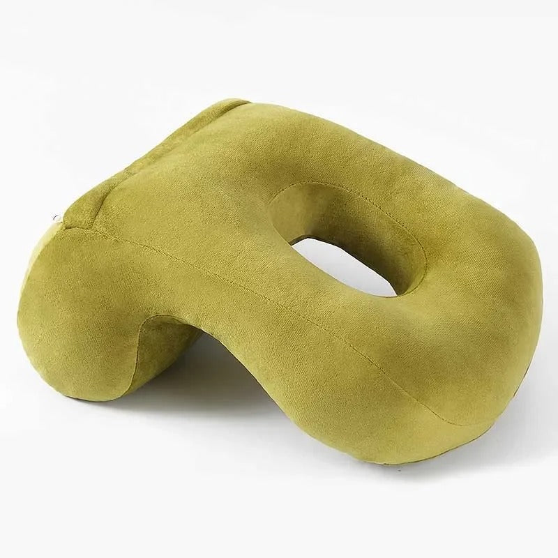 Multifunctional U-Shaped Neck Stretcher Pillow – Memory Foam Cushion for Office Naps and Back Support - Delicate Leather