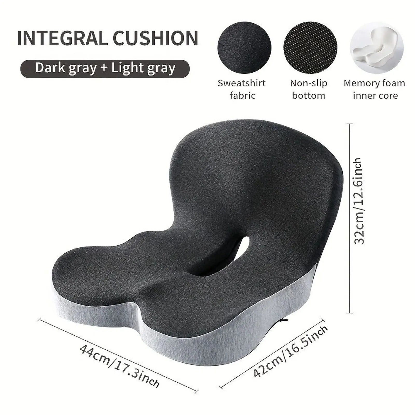 Memory Foam One-Piece Seat Cushion and Backrest – Ergonomic Support for Office, Car, and Chair Use - Delicate Leather