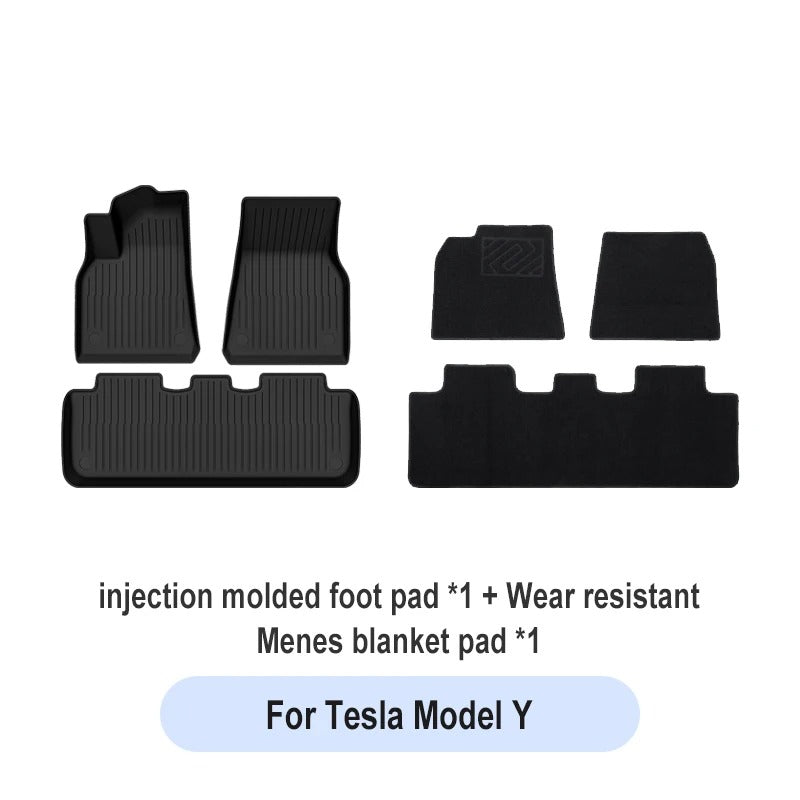 TPE Waterproof Anti-Slip Trunk Mat & Floor Liner Set for Tesla Model Y/3 Highland (2021-2024) - Delicate Leather