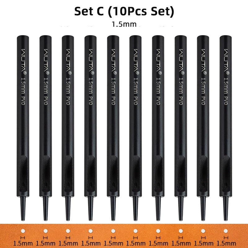 Plating Titanium Leather Hollow Punching Tool Set - Round Hole Puncher for DIY Crafts - Delicate Leather