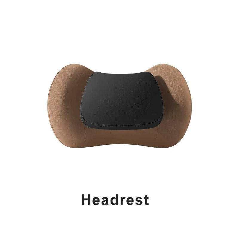 Universal Car Headrest & Lumbar Support Pillow – Memory Foam Neck & Back Cushion - Delicate Leather