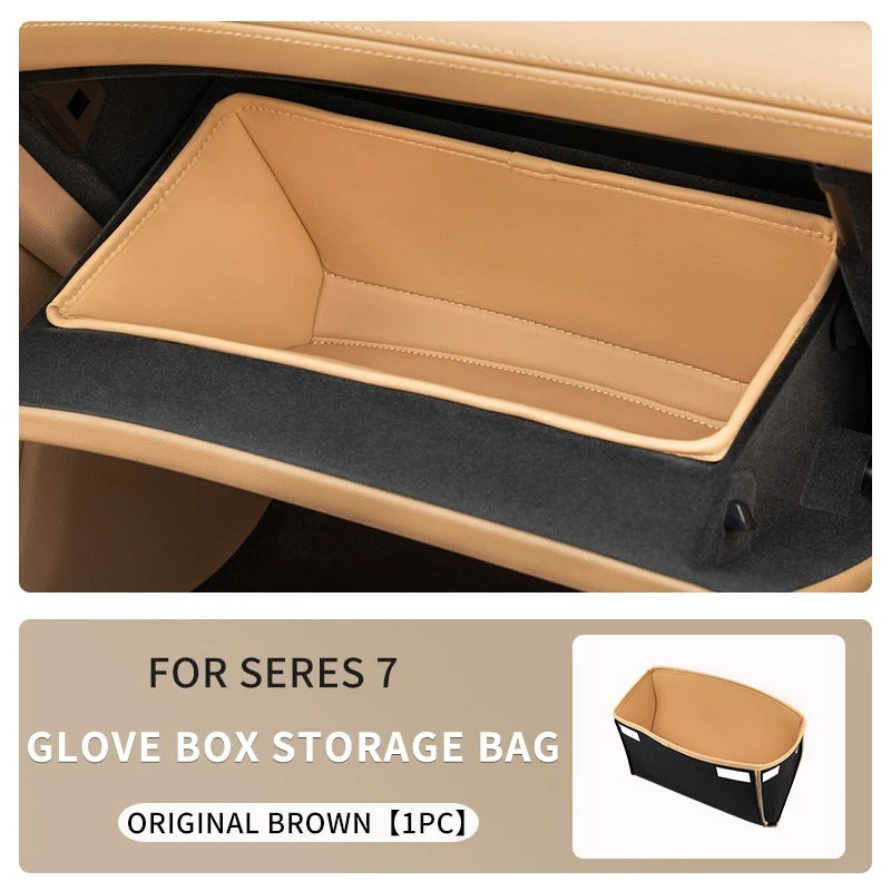 PU Leather Glove Box Storage Bag – Center Console Organizer - Delicate Leather