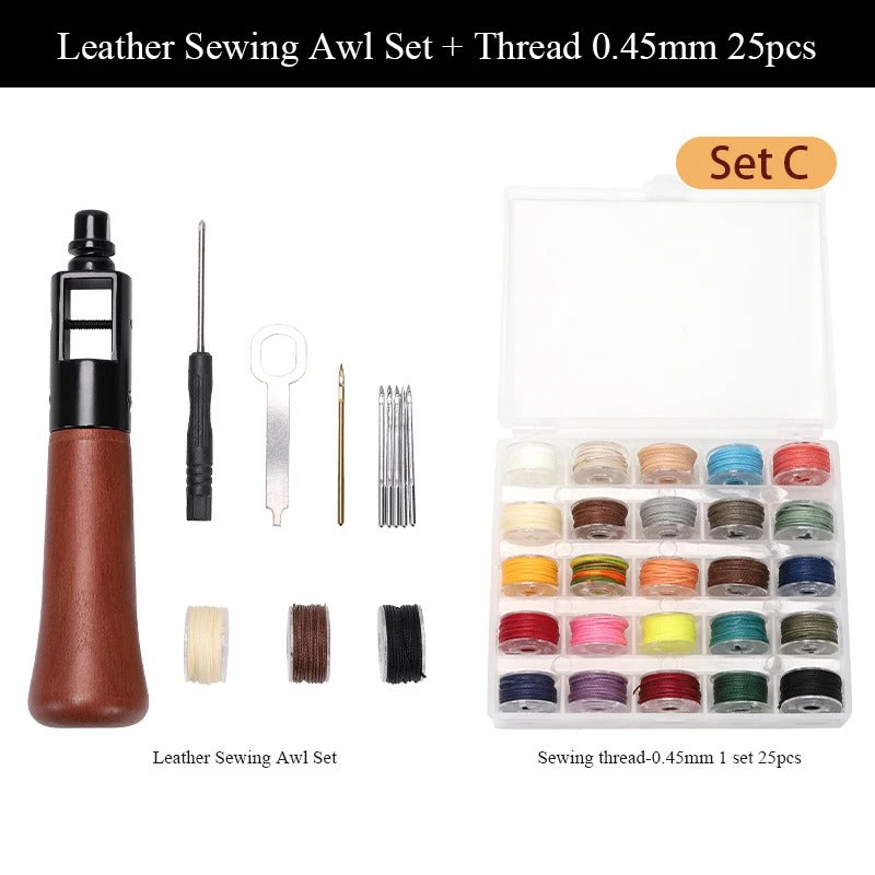 Leather Speedy Stitcher Sewing Awl Kit - DIY Leather Craft and Canvas Repair Tool - Delicate Leather