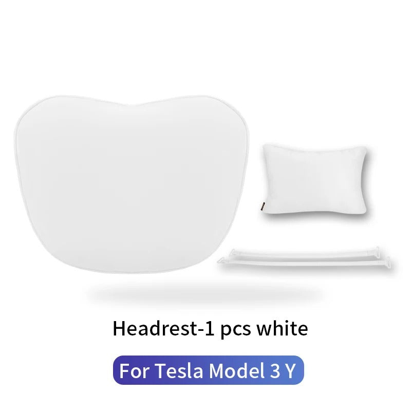 Neck Pillow and Lumbar Support for Tesla Model 3 / Model Y (2018-2024) – Premium Leather Seat Accessories - Delicate Leather