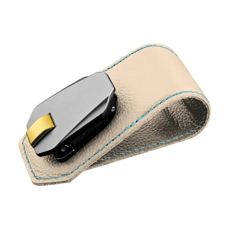 Car Glasses Clip – Multi-Functional Cowhide Sunglasses Holder with Pulley Design - Delicate Leather