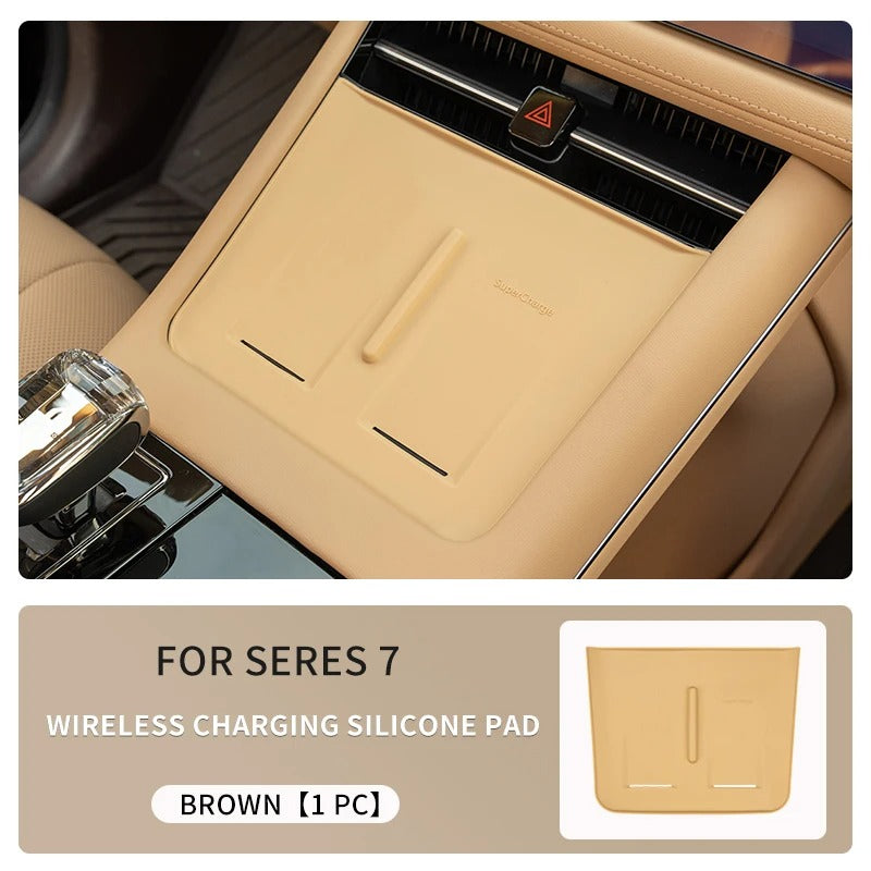 Wireless Charging Silicone Pad – Non-Slip Phone Mat for SERES Huawei AITO M7/M5 - Delicate Leather