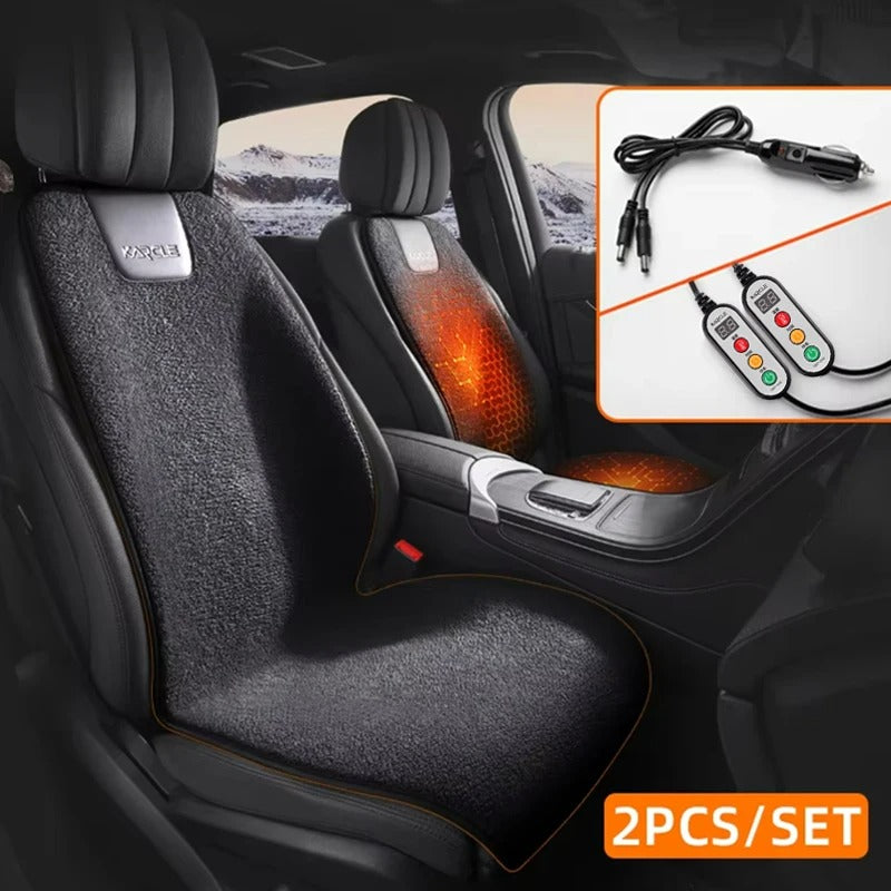Heated Fleece Car Seat Cover with Graphene Heating – Fast Warm Plush Seat Protector for Winter - Delicate Leather