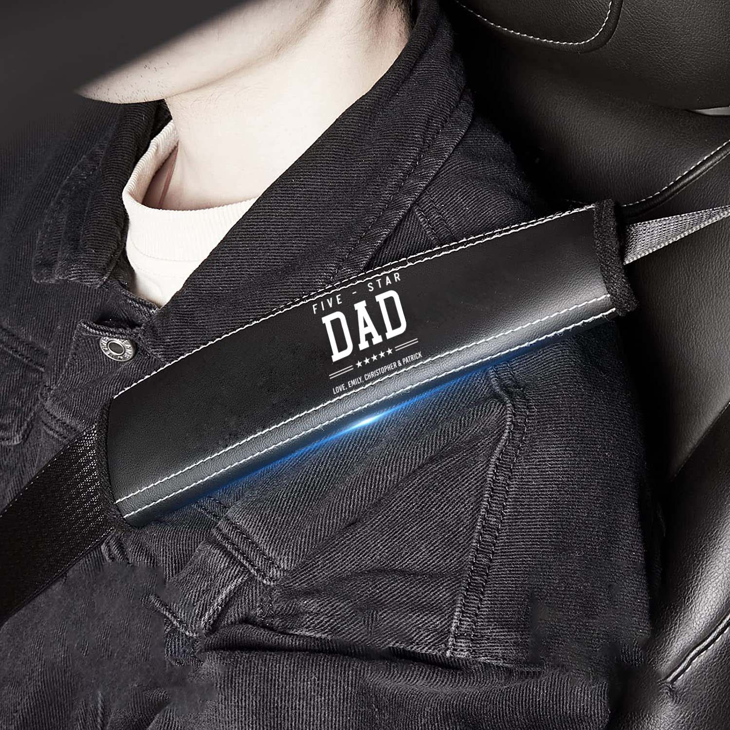 Personalized Car Seat Belt Covers (2PCS), Custom For Your Cars, Happy Father's Day, Microfiber Leather Seat Belt Shoulder Pads for More Comfortable Driving, Car Accessories, Gift for Daddy - Delicate Leather