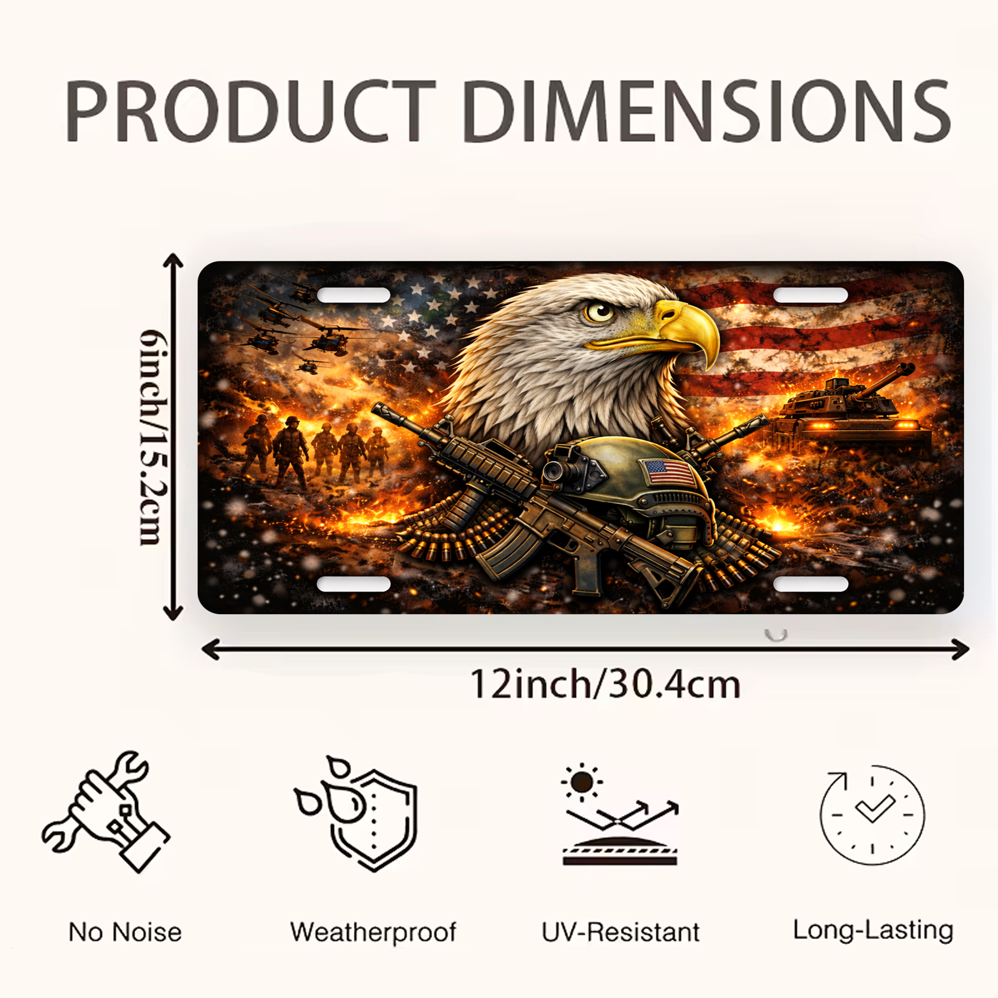 2D Eagle America 250Th Anniversary Design License Plate Frame – Waterproof Aluminum Decorative Plate Cover - Delicate Leather