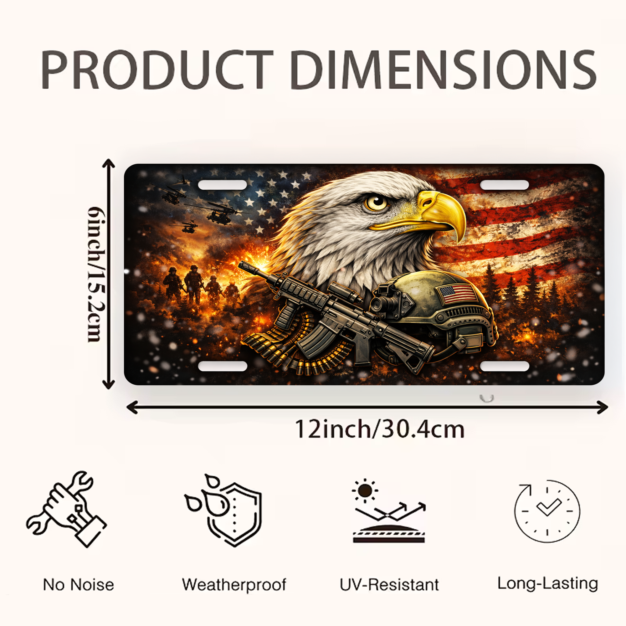 250 Years 2D Eagle Graphic License Plate Frame – Waterproof Aluminum Decorative Cover - Delicate Leather