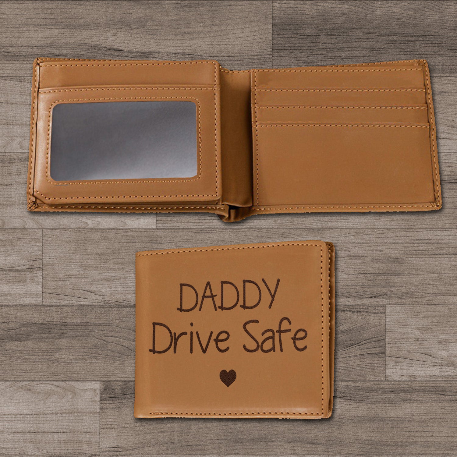 Daddy Drive Safe Wallet Men, Leather Wallet For Men, Custom  Engraved Wallet, Personalized Gifts For Him, Fathers Day Gifts, Husband, Boyfriend, Dad - Delicate Leather