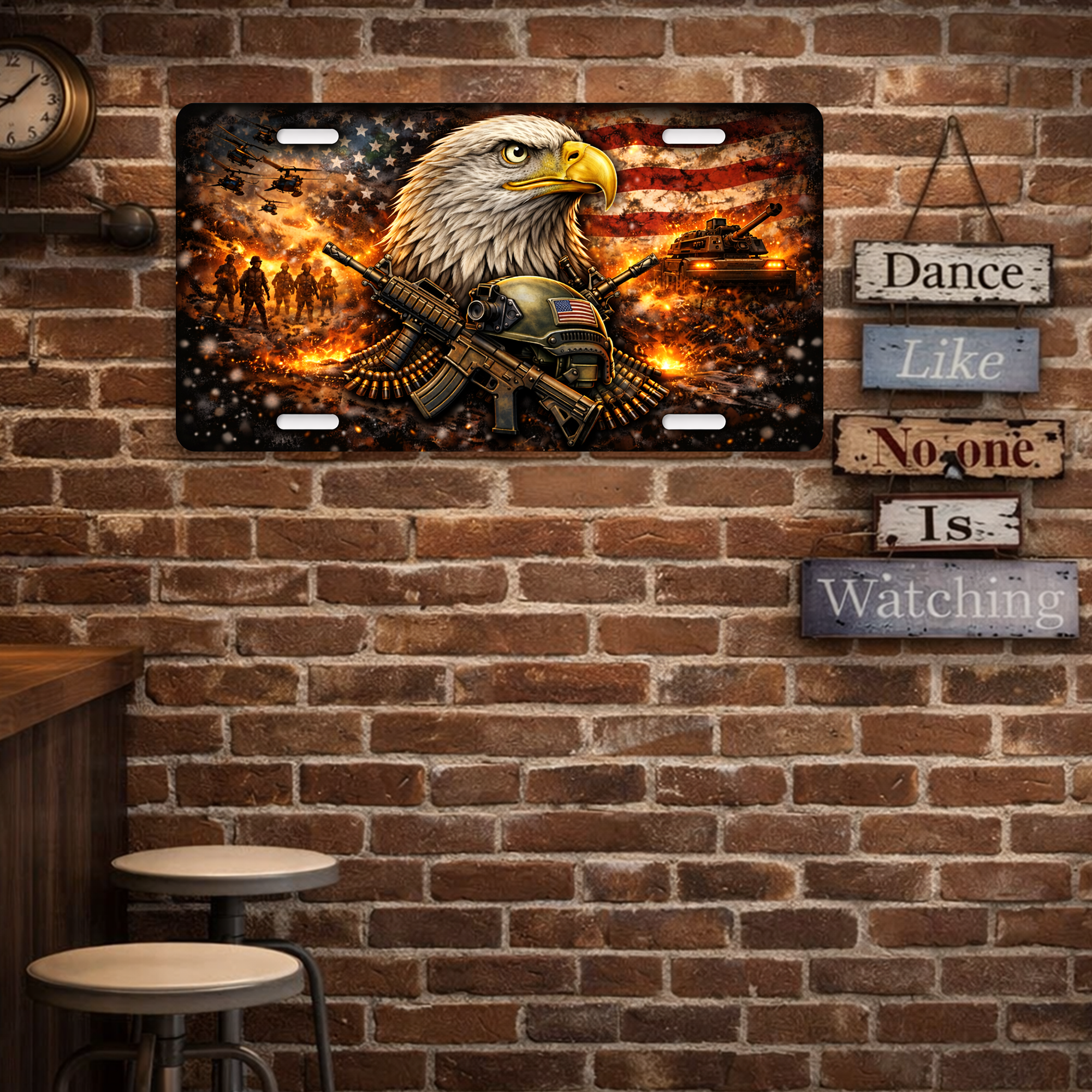 2D Eagle America 250Th Anniversary Design License Plate Frame – Waterproof Aluminum Decorative Plate Cover - Delicate Leather