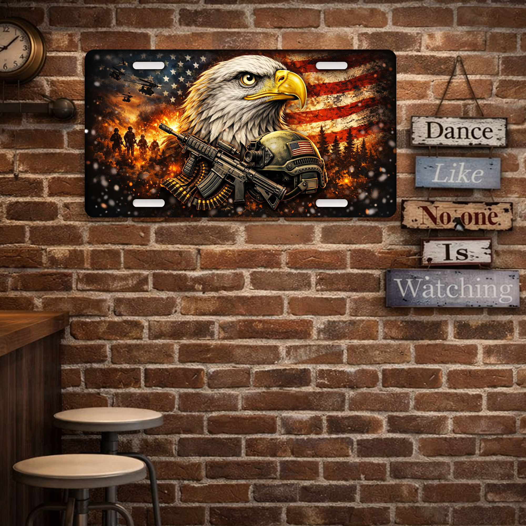 250 Years 2D Eagle Graphic License Plate Frame – Waterproof Aluminum Decorative Cover - Delicate Leather
