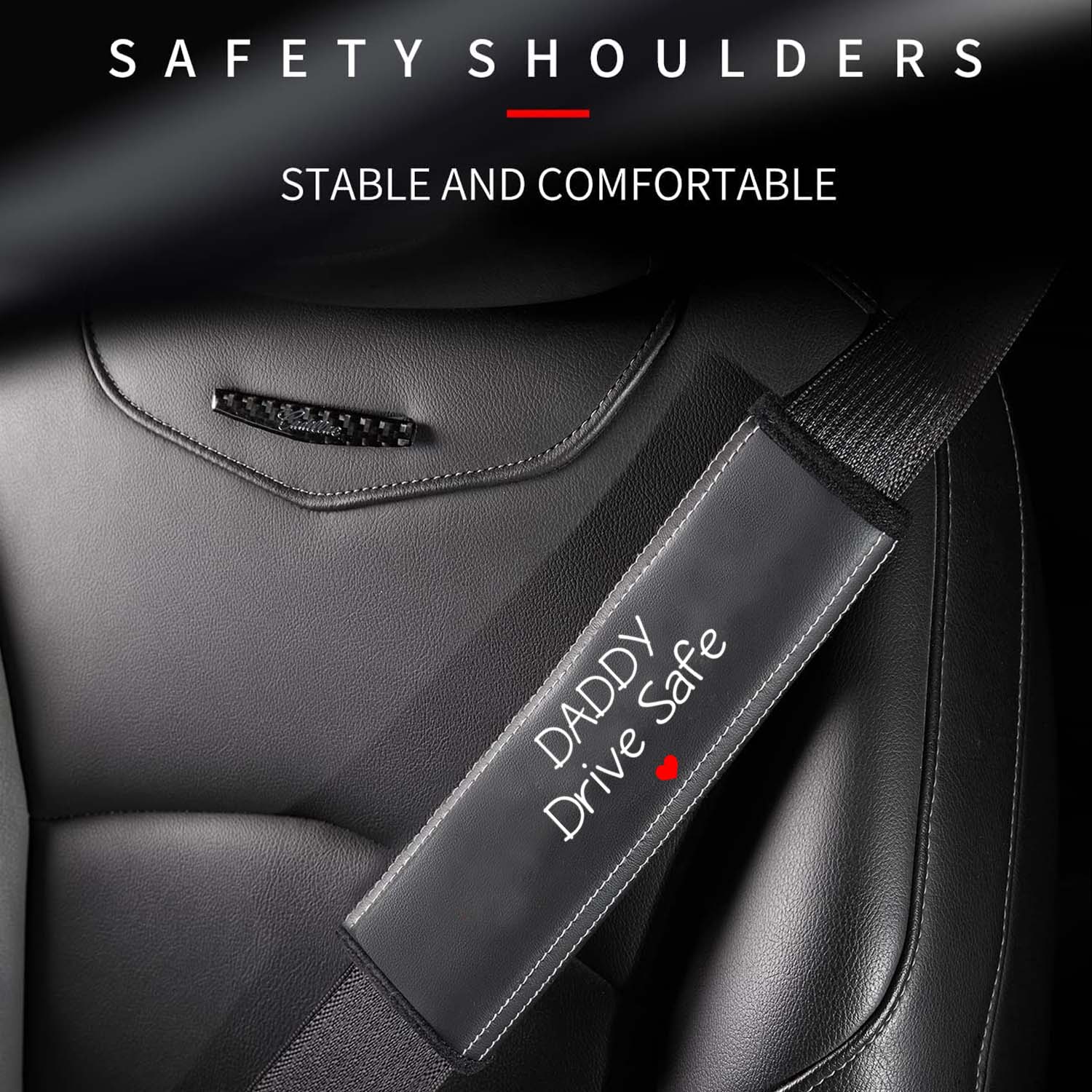 Daddy Drive Safe Car Seat Belt Covers (2PCS), Custom For Your Cars, Microfiber Leather Seat Belt Shoulder Pads for More Comfortable Driving, Father's Day Gift, Car Accessories - Delicate Leather