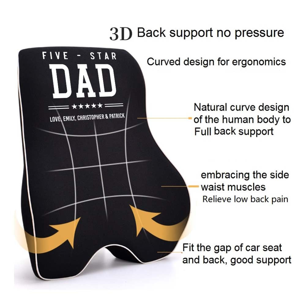 Personalized Lumbar Support Cushion for Car and Headrest Neck Pillow Kit, Happy Father's Day, Custom For Cars, Ergonomically Design for Car Seat, Car Accessories, Gift for Daddy