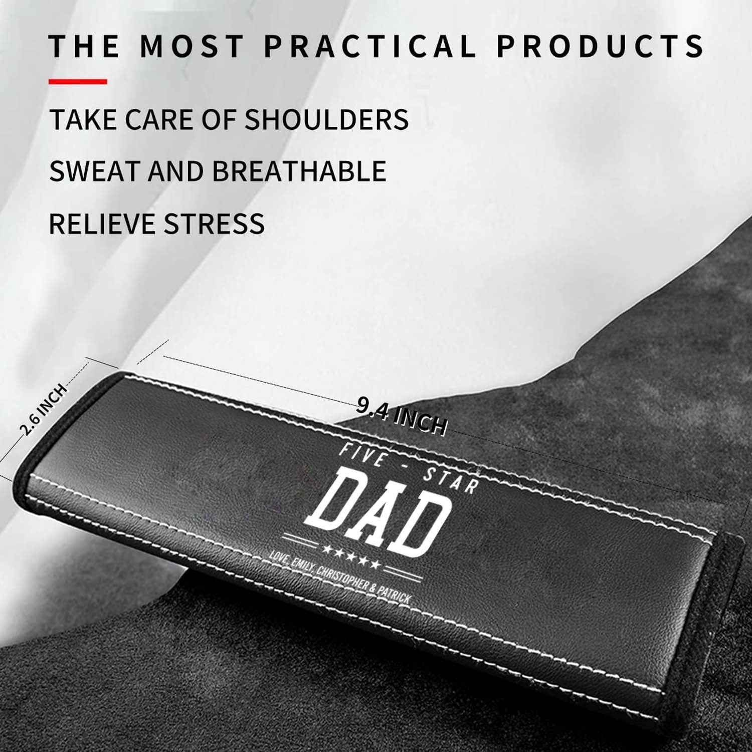 Personalized Car Seat Belt Covers (2PCS), Custom For Your Cars, Happy Father's Day, Microfiber Leather Seat Belt Shoulder Pads for More Comfortable Driving, Car Accessories, Gift for Daddy - Delicate Leather