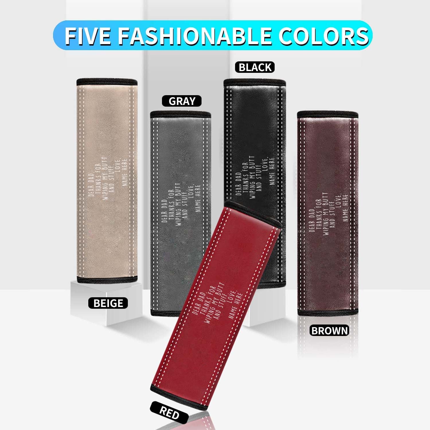 Personalized Car Seat Belt Covers (2PCS), Custom For Your Cars, Happy Father's Day, Microfiber Leather Seat Belt Shoulder Pads for More Comfortable Driving, Car Accessories, Gift for Daddy - Delicate Leather