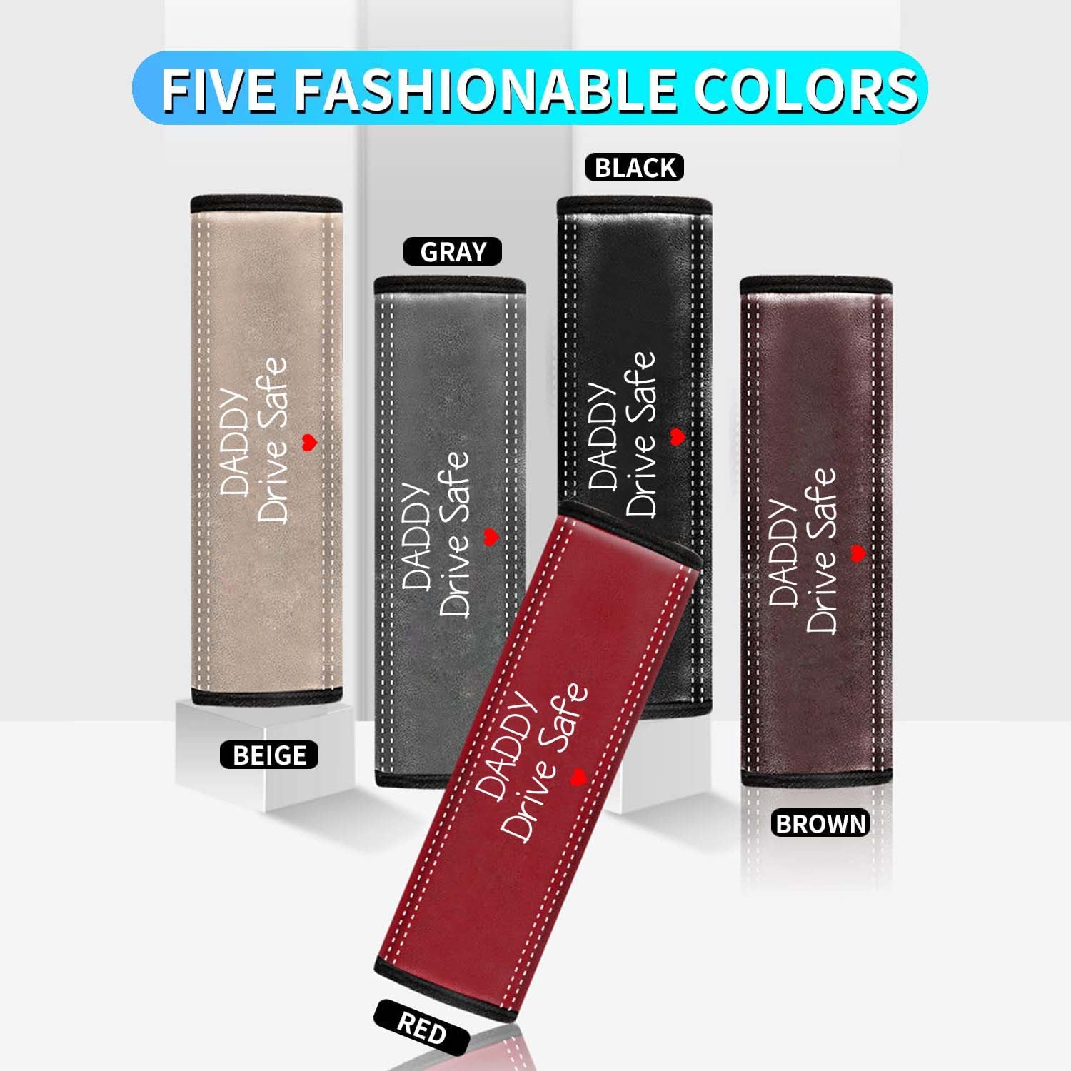 Daddy Drive Safe Car Seat Belt Covers (2PCS), Custom For Your Cars, Microfiber Leather Seat Belt Shoulder Pads for More Comfortable Driving, Father's Day Gift, Car Accessories - Delicate Leather