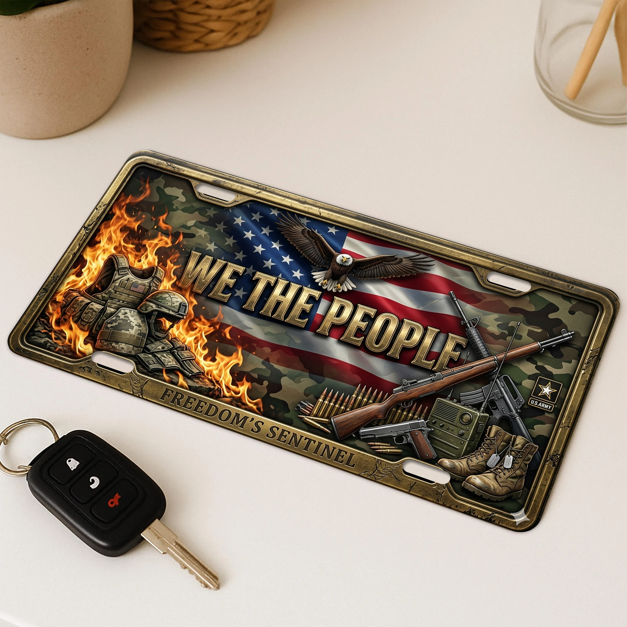 250 Years "WE THE PEOPLE" Decorative Metal License Plate – Aluminum Front Vanity Tag 12 × 6 Inch 01 - Delicate Leather