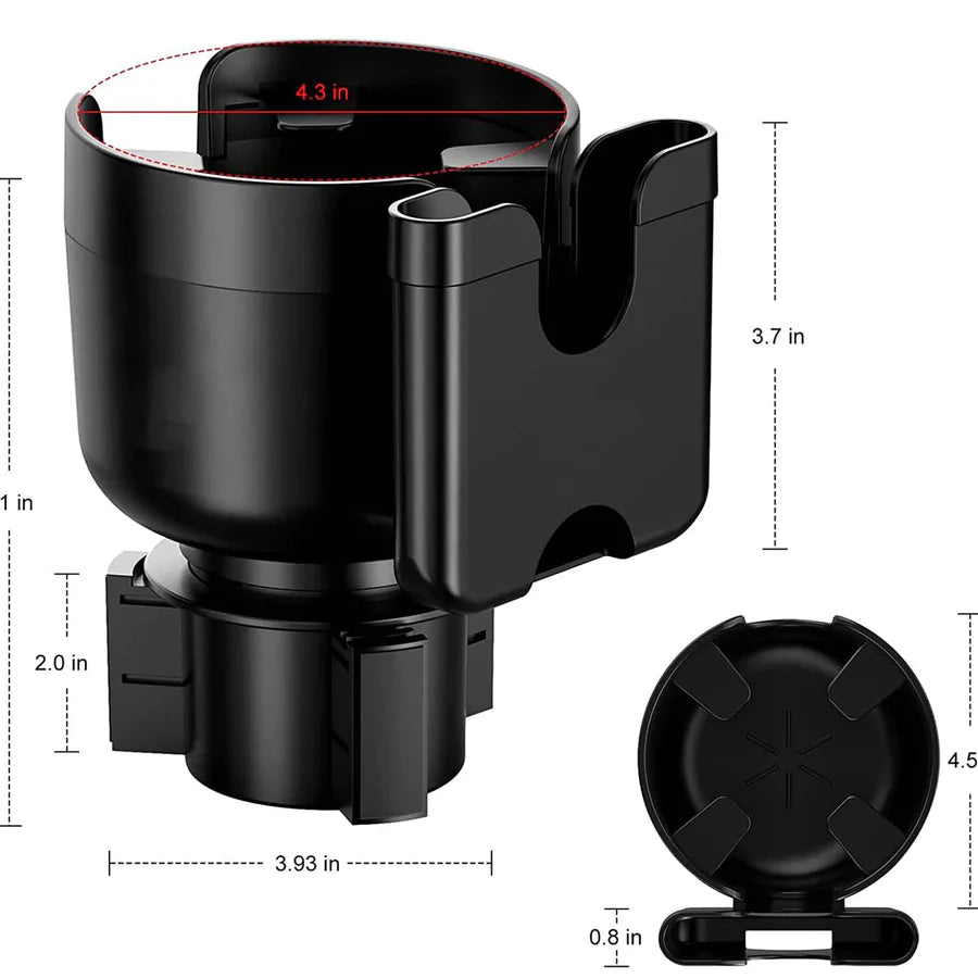 Car Cup Holder 2-in-1, Custom-Fit For Car, Car Cup Holder Expander Adapter with Adjustable Base, Car Cup Holder Expander Organizer with Phone Holder DLHY233 - Delicate Leather