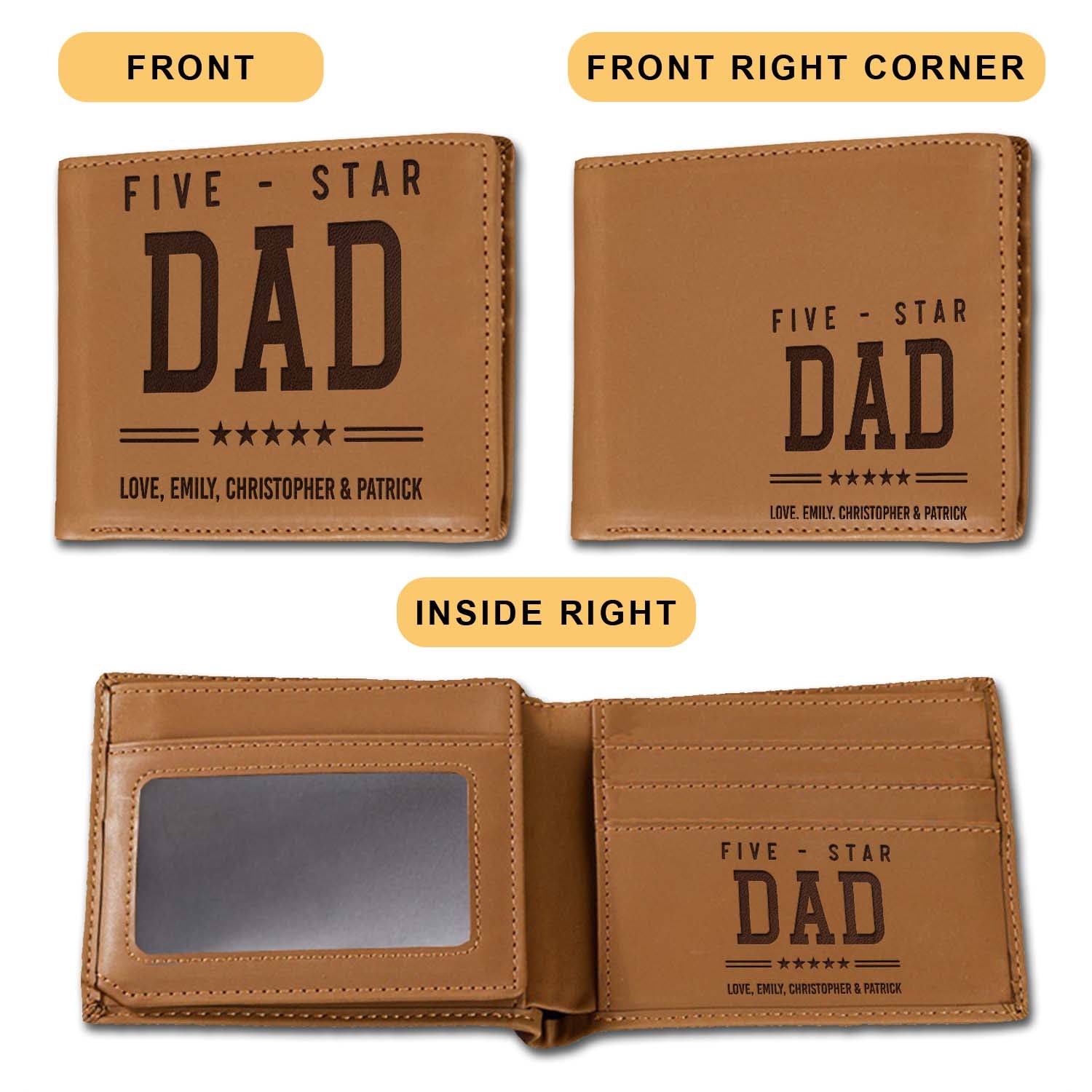 Personalized Wallet Men, Leather Wallet For Men, Custom  Engraved Wallet, Personalized Gifts For Him, Fathers Day Gifts, Husband, Boyfriend, Dad - Delicate Leather