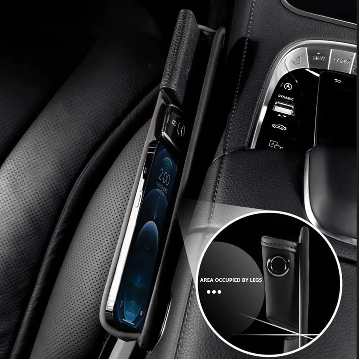 Car Seat Gap Filler Organizer, Custom-Fit For Jaguar, Multifunctional PU Leather Console Side Pocket Organizer for Cellphones, Cards, Wallets, Keys DLJG226 - Delicate Leather
