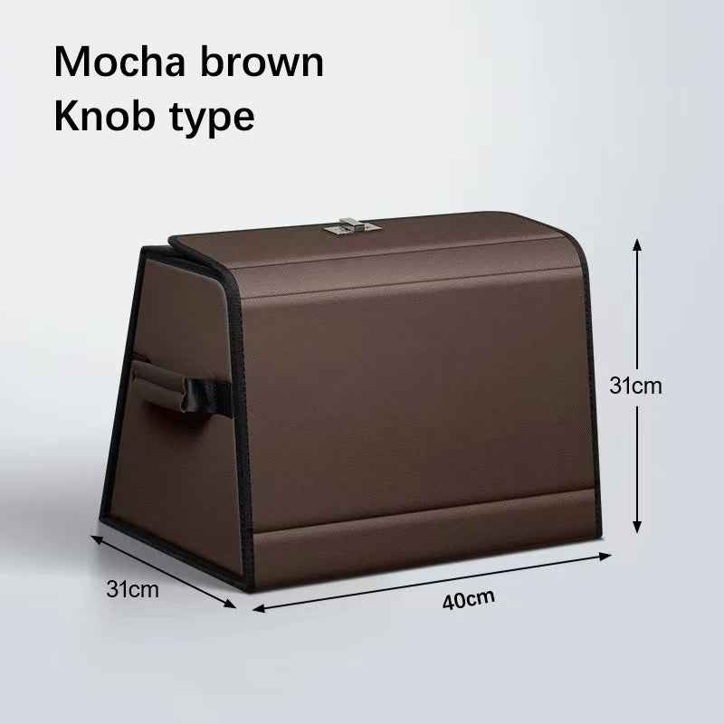 Multi-Functional Foldable Car Trunk Storage Box - Vehicle Interior Organizer Bag - Rear Seat Storage Container - Delicate Leather