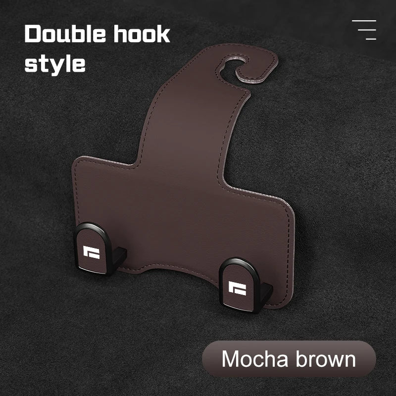 Leather Car Seat Headrest Hook – Auto Seat Back Hanger for Storage & Organization - Delicate Leather