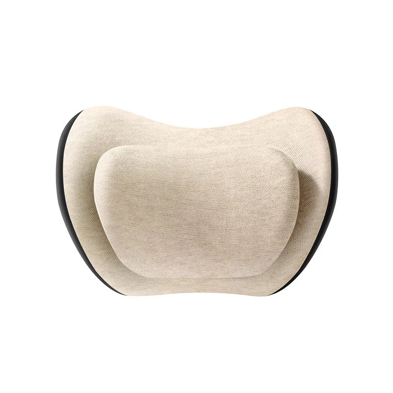 Car Seat Neck & Lumbar Support Pillow – Memory Foam Headrest Cushion for Travel - Delicate Leather