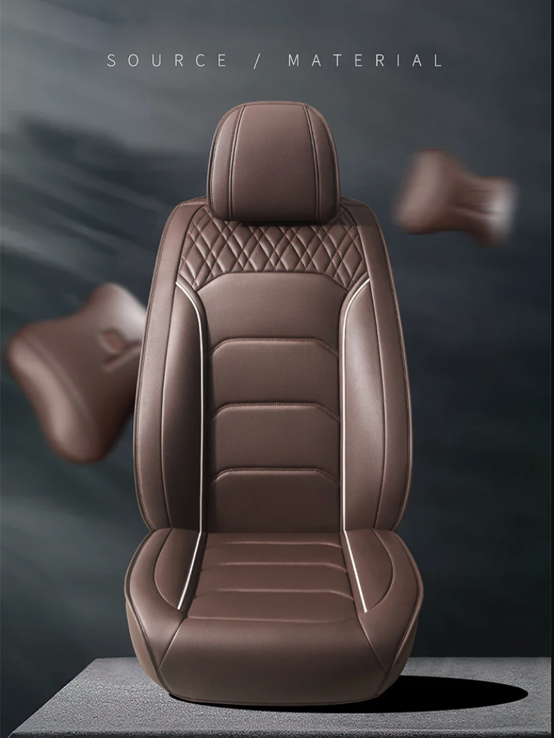 Full Set Leather Car Seat Covers – Waterproof, Universal Fit, Front & Rear Auto Seat Protection for Most Vehicles - Delicate Leather