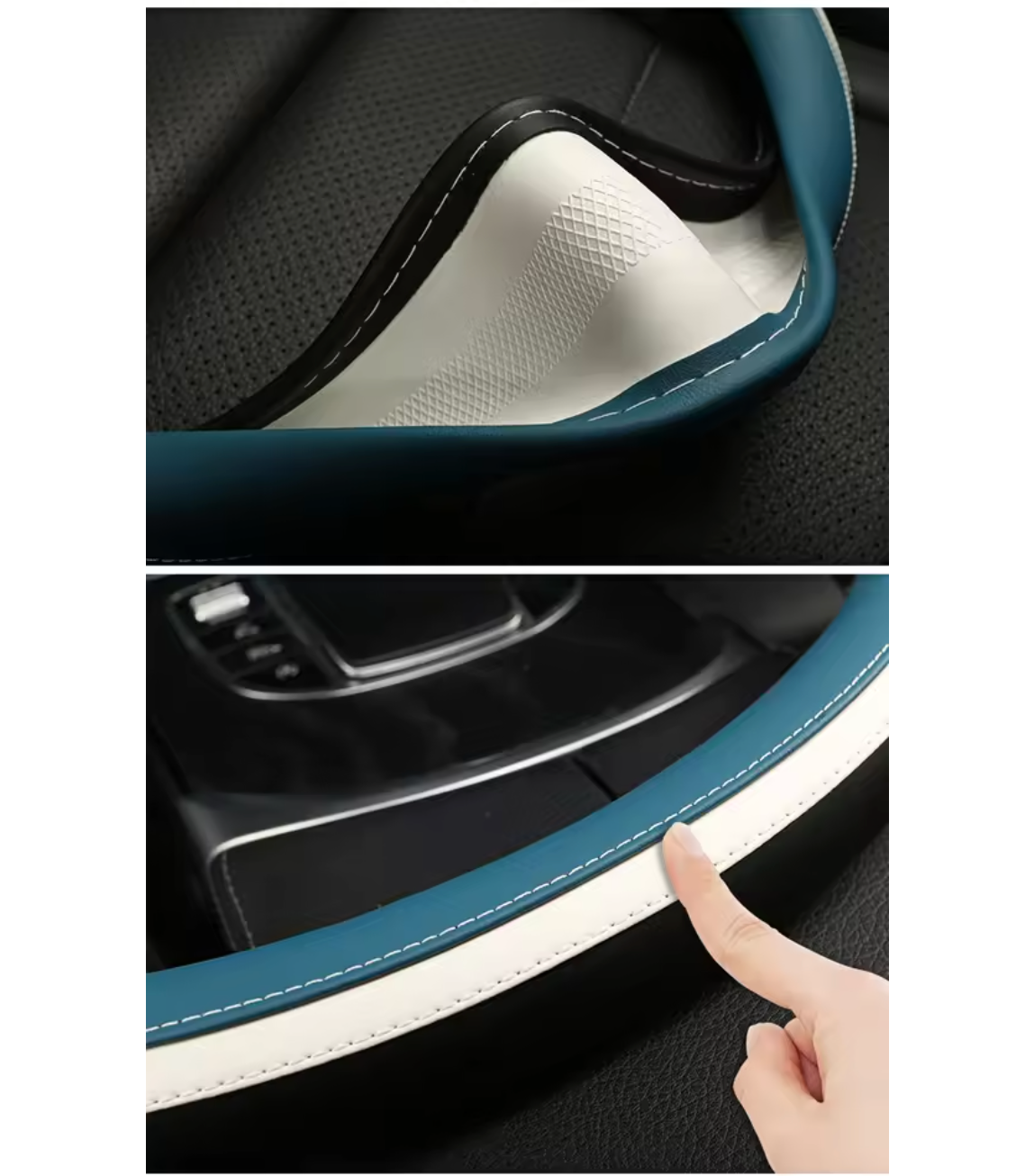 Anti-Slip Leather Steering Wheel Cover – Universal 38cm O/D Shape Fashion Style - Delicate Leather
