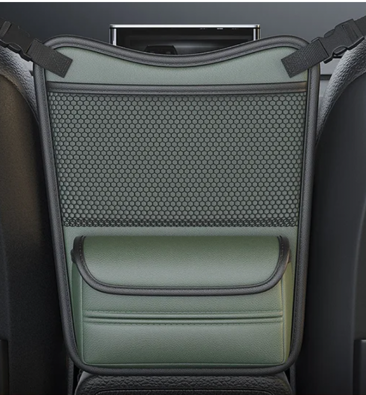 Car Handbag Holder Car Mesh Organizer Net Pocket Purse/Book/Phone Holder Tissue Box 3-IN-1 Auto Interior Organizers - Delicate Leather