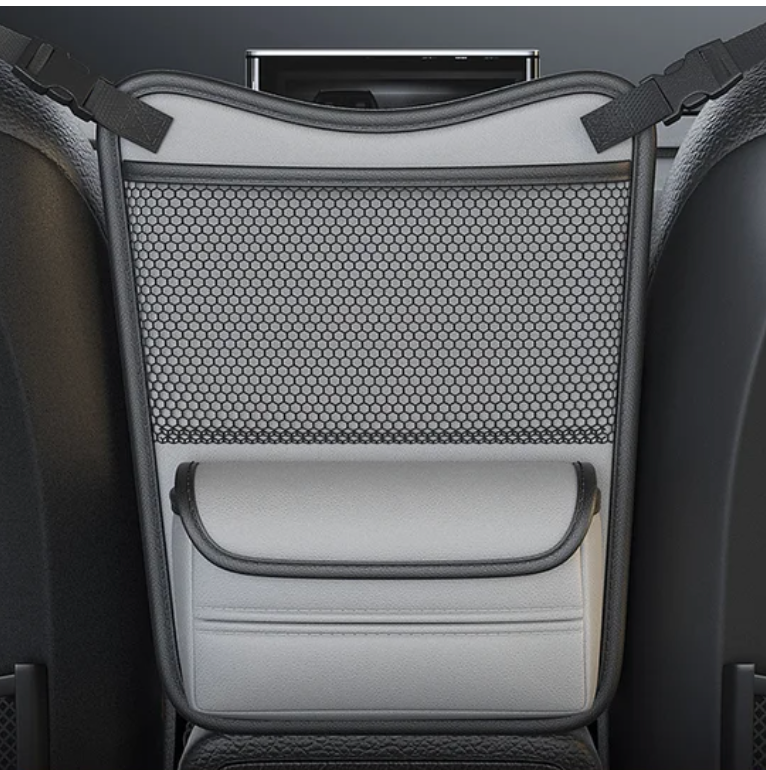 Car Handbag Holder Car Mesh Organizer Net Pocket Purse/Book/Phone Holder Tissue Box 3-IN-1 Auto Interior Organizers - Delicate Leather