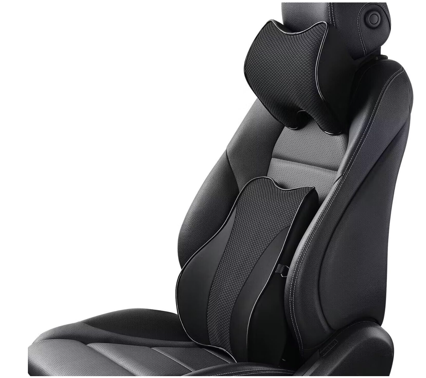 High quality Adjustable comfort Breathable Lumbar Support universal car headrest neck pillow set